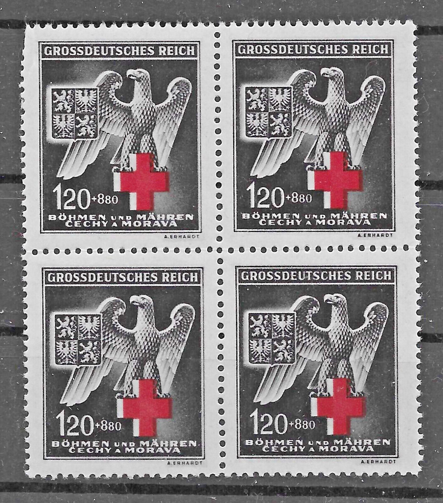 Germany 3rd Reich 1943 Bohemia & Moravia Mi# 132 Block of 4 MNH **