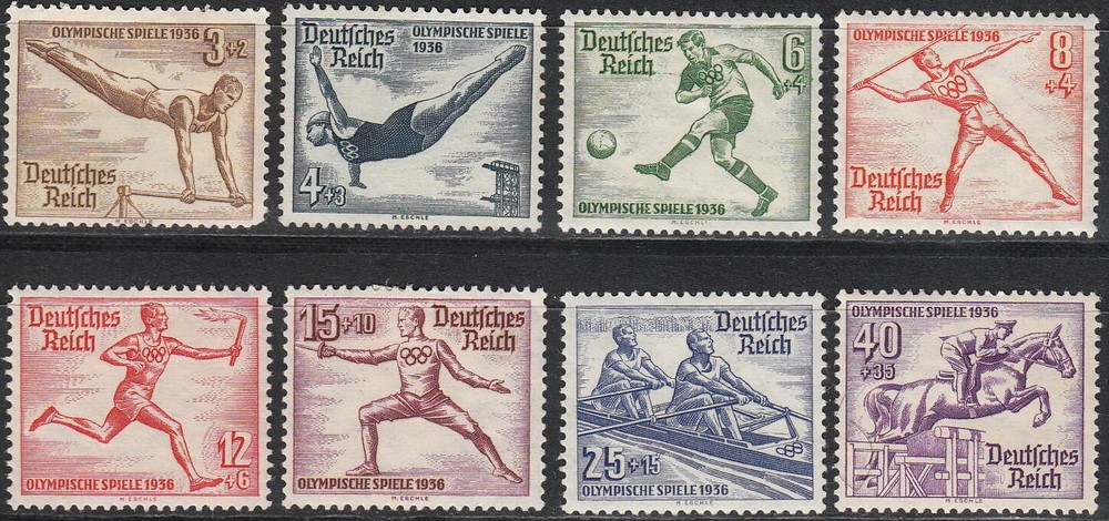 Stamp Germany Mi 609-16 Sc B82-9 1936 Reich Olympic Munich Soccer Gym MH