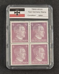 WW2 Nazi German THIRD REICH ADOLF HITLER NSDAP Stamp Block w Slab Case MNH