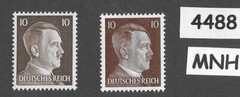 MNH stamps varieties Adolf Hitler Third Reich Germany / PF10 / Sc511a and Sc512