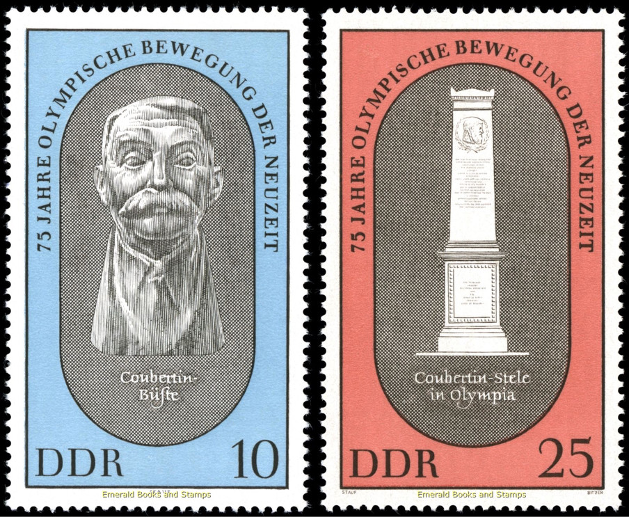 EBS East Germany DDR 1969 – 75 Years Modern Olympics – Michel 1489-1490 – MNH**