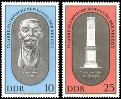 EBS East Germany DDR 1969 – 75 Years Modern Olympics – Michel 1489-1490 – MNH**