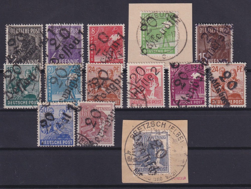 Soviet Zone District Handstamp Lot, ex Mi. No. 166-181, District 20 Used 1948