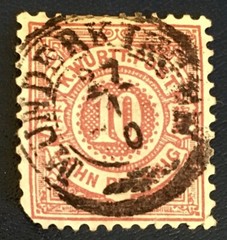 Germany (Wurttemberg) Red/Dark Rose 10 pfg 1875-1879 Stamp