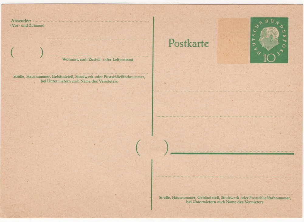 1960 W.GERMANY POSTCARD STATIONERY MI#P 43 I XF
