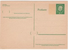 1960 W.GERMANY POSTCARD STATIONERY MI#P 43 I XF