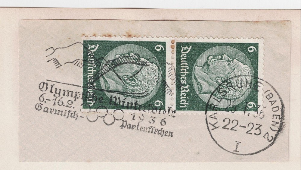Germany Third Reich Olympic Games rare Postmarks 1936 Karlsruhe
