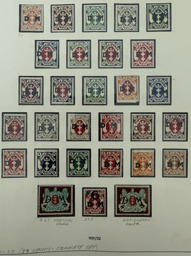 Germany, DANZIG, Poland 1921-1922 Scott O1 – O29 Official Stamps Cpl Set MH (*)