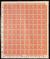 1923 WEIMAR REPUBLIC-GERMAN MILLIONEN STAMPS: 10 MILLION MARKS – FULL SHEET 100!