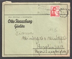 Germany 1937 Gorlitz Nazi Cover. 12pf Air defense. Reverse is blank