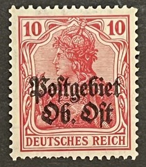 Travelstamps: Germany Overprint Stamps – 10pf Upper East Postal Area Mint MOGH