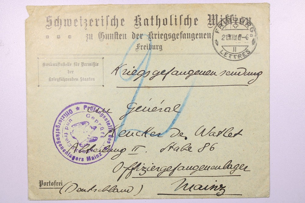 Germany 1916 Swiss Catholic Mission POW w/ Letter – L39970