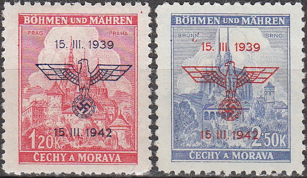 Stamp Germany Bohemia Czech Mi 083-4 Sc 60-1 1942 WWII War Era Fascism MNH