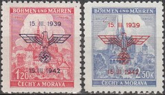 Stamp Germany Bohemia Czech Mi 083-4 Sc 60-1 1942 WWII War Era Fascism MNH