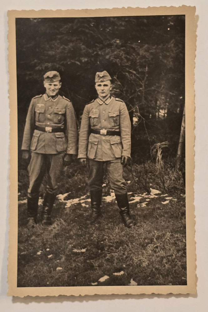 Original WWII German Soldiers Comrades Wehrmacht Army Military Photo Postcard