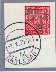 GERMANY OCC SUDETENLAND KARLSBAD MICHEL 3 FIRST DAY PERFECT USED CERT BRUNEL