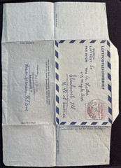Germany 60pf Aerogram Airpost List Letter Sent Internationally
