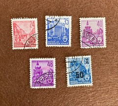 Lot of 5 East Germany DDR 1955-1957 5 Year Plan Stamps