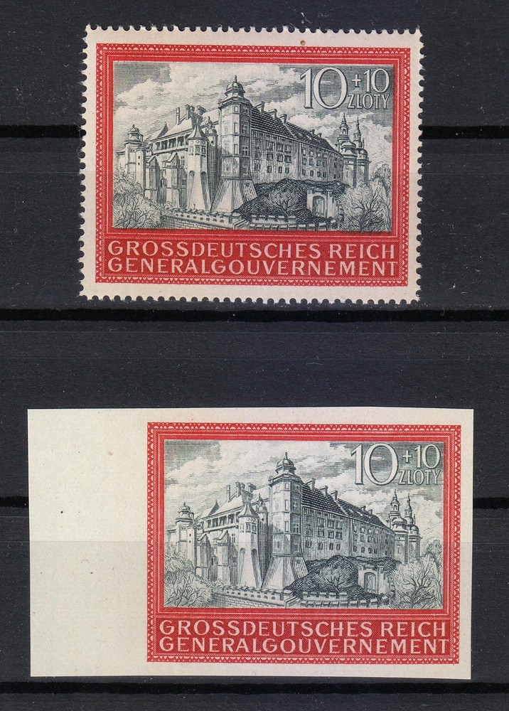 Poland Post Osten 1944 MNH Mi 125,125 U Sc NB41 Cracow Castle Perf & Imperf **