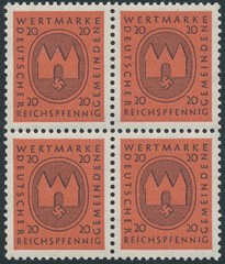 Stamp Germany Revenue Block WWII Fascism War Era Local Wertmarke 20-60 MNH