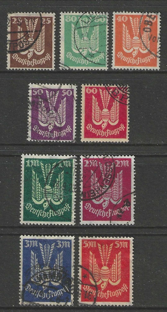 Germany 1922 complete set Air Mail issues used, $ 166.00