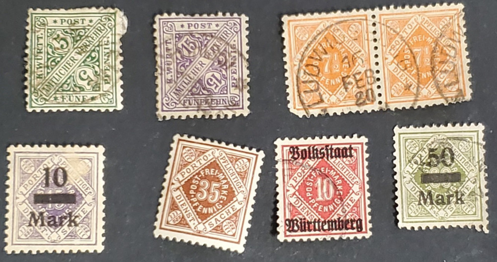 Germany, Wurttemberg, nice lot of older stamps