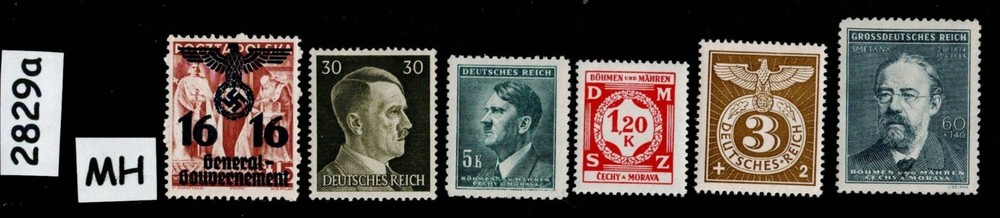 MH Stamp set 1940-1945 Germany Czechoslovakia Poland occupation WWII #2829a