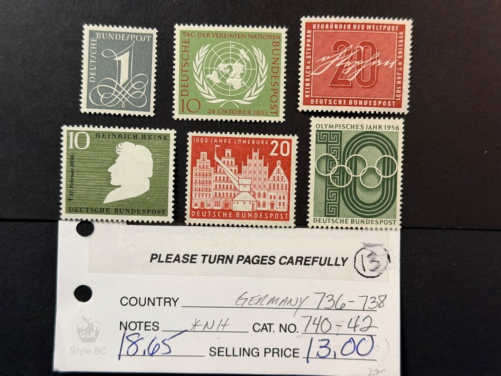 Germany # 736-738 & 740-742 MNH * 2024 Scott Catalogue Value $ 18.65