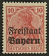 Travelstamps: Germany Bayern Overprint Stamps Sc#180,10pf Mint Watermarked MOGNH