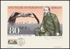 ART-EDITION 1984 BERLIN 722 ALFRED BREHM ZOOLOGE STORCH – HAND-SIGNED !!!