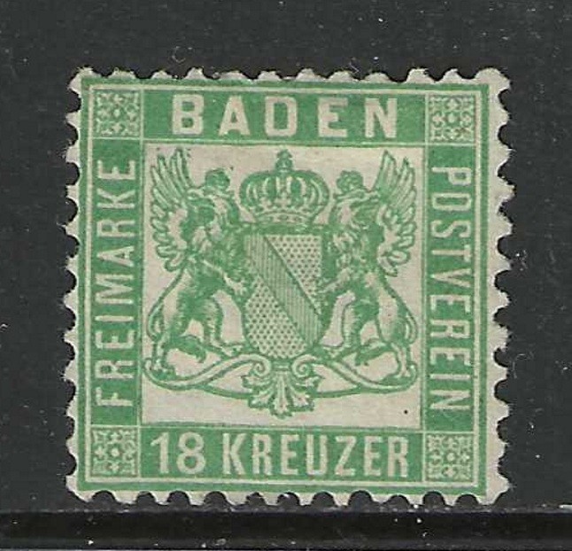 Germany States 1862 BADEN 18 Kreuzer issue mint* $ 577.00