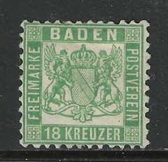 Germany States 1862 BADEN 18 Kreuzer issue mint* $ 577.00