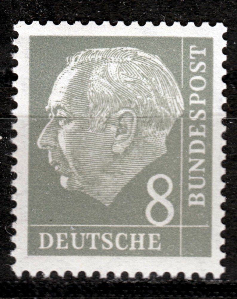 Federal 182 Yi, 8 Pf. Heuss-Liegendes Wz