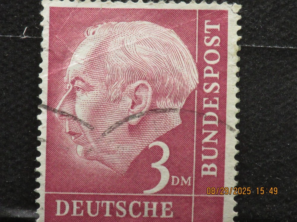 The listing is:(1)1954 Deutsche Dr. Theodor Heuss 3 DM Postage Stamp-LH