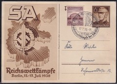 1938 VINTAGE GERMAN POSTCARD HONOURING SA STORM TROOPERS (ITEM0449)