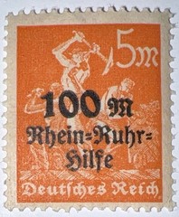 Travelstamps: 1923 Germany Stamp Scott #B5 , Charity Overprint Surcharge MOGNH