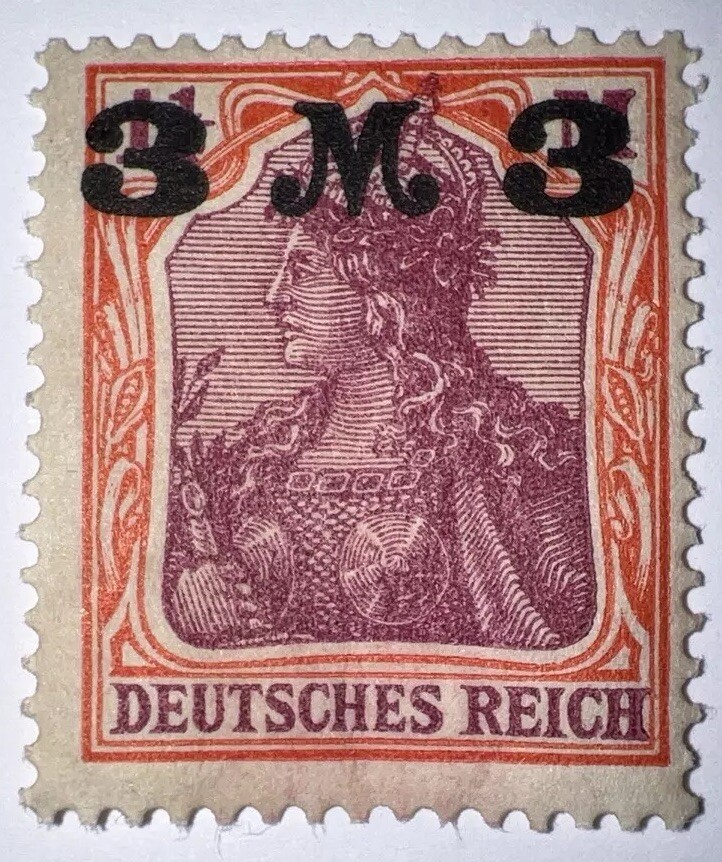 Travelstamps: 1920-1921 Germany Deutsches Reich 3 Mark on 3 Mark OVP STAMP MH