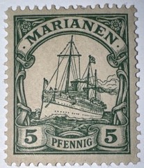 Travelstamps: MARIANEN STAMPS Stamps 5pf, Kaiser’s Yacht Mint, MOGH UnWmk