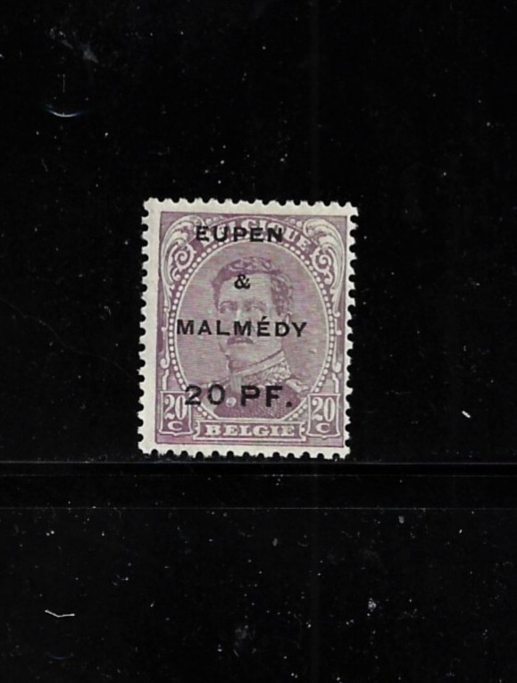 Germany Stamp Belgian Occu. Scott #1N21 – 20pf on 20c – Mint/VLH-Eupen & Malmedy