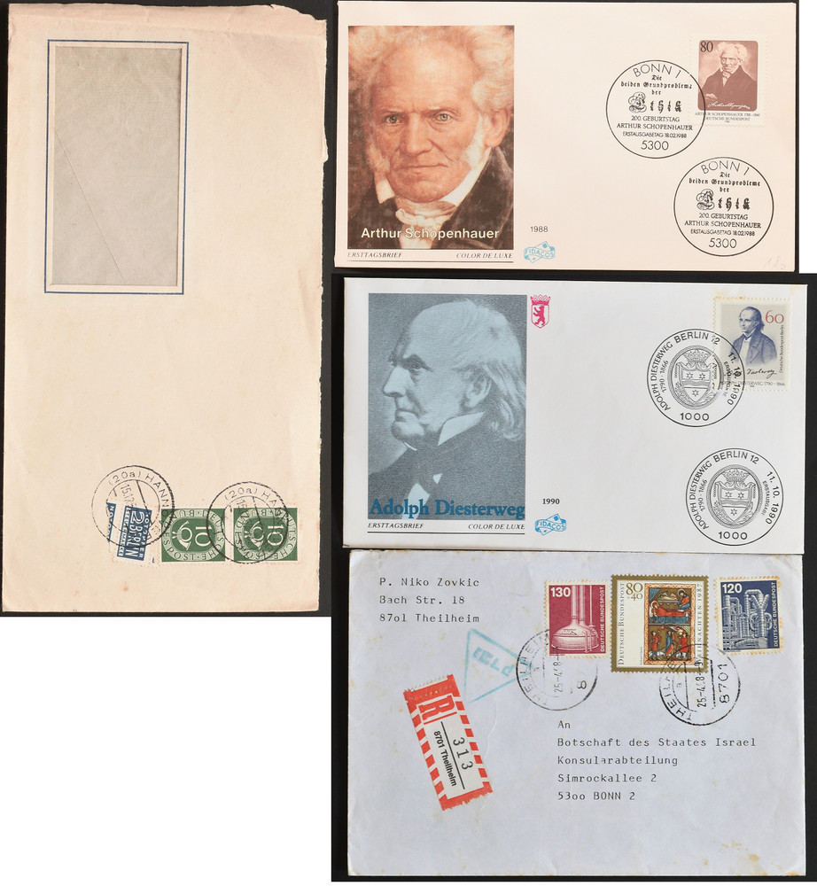 Germany covers collection 1952, 1988 Arthur Schopenhauer, 1990 Adolf Diesterweg