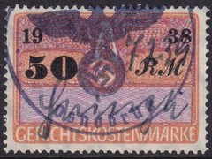 Stamp Germany Poland Revenue WWII Court Document Fee 1938 50 RM Used