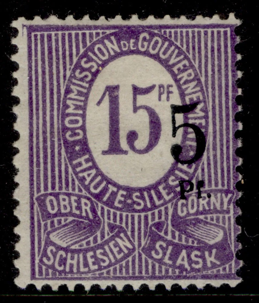 UPPER SILESIA 1920 5pf on 15pf dark violet error, Michel 10 F, M MINT Cat €200