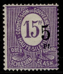 UPPER SILESIA 1920 5pf on 15pf dark violet error, Michel 10 F, M MINT Cat €200