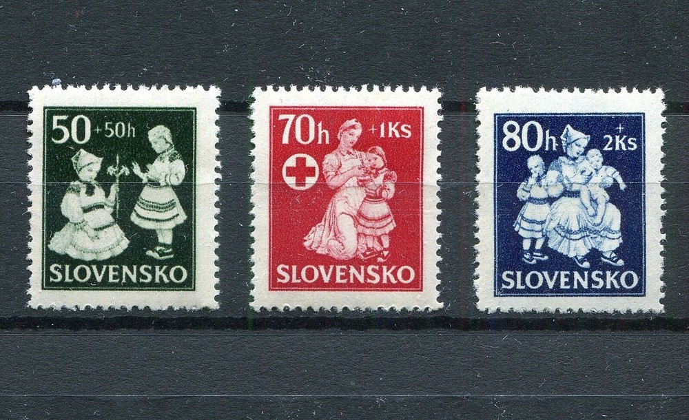 SLOVAKIA WW2 GERMAN PUPPET STATE 1943 RED CROSS SET B11-B13 PERFECT MNH