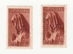 Saargebiet 1932 Christmas Charity Stamps 5f with and without overprint – MNH