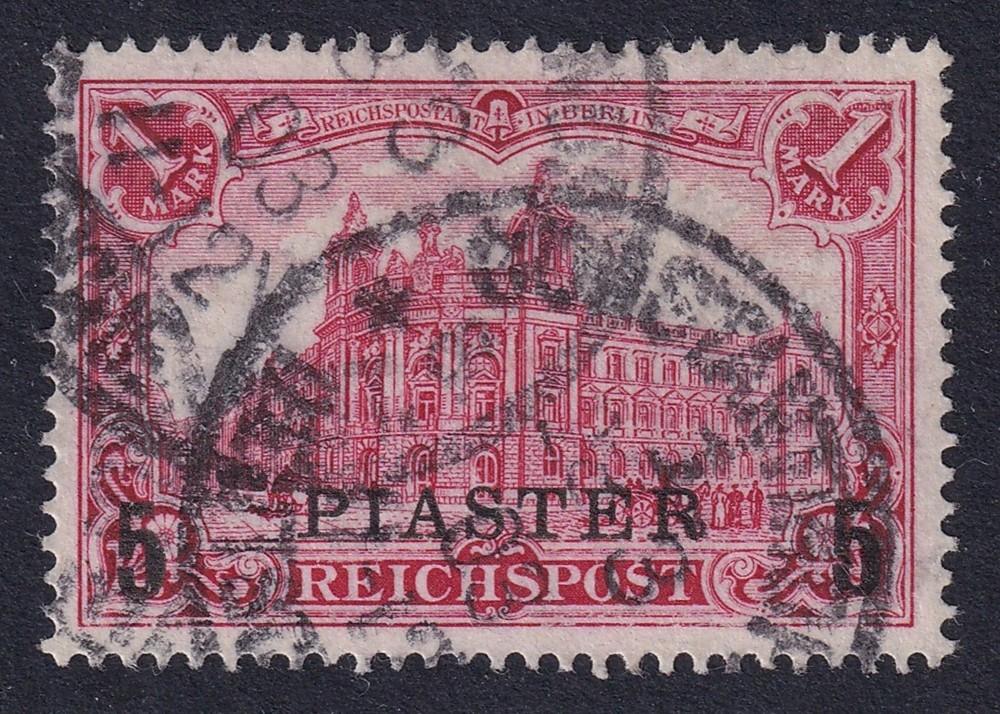 GERMANY PO`s in TURKEY 1900 Reichpost 5pi on 1m Carmine SG 25 Used (CV £60)
