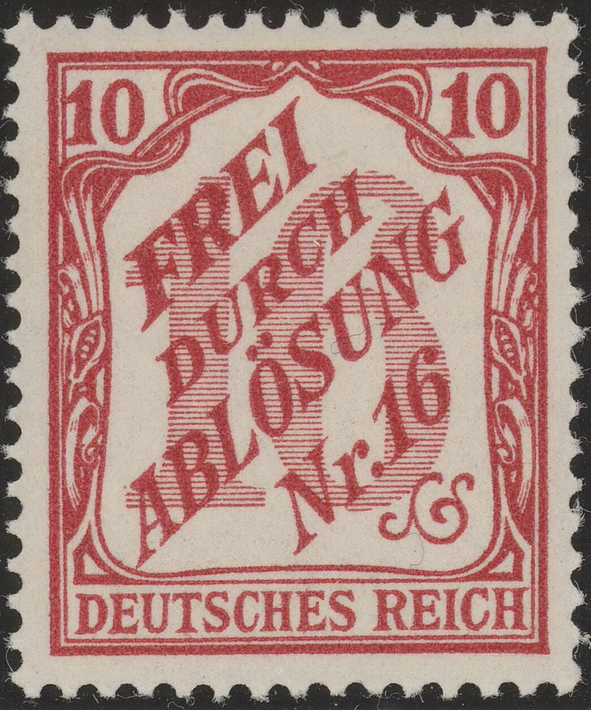 Stamp Germany Official Mi 012 Sc OL19 1905 Dienst Reich Baden District Nr.16 MNH