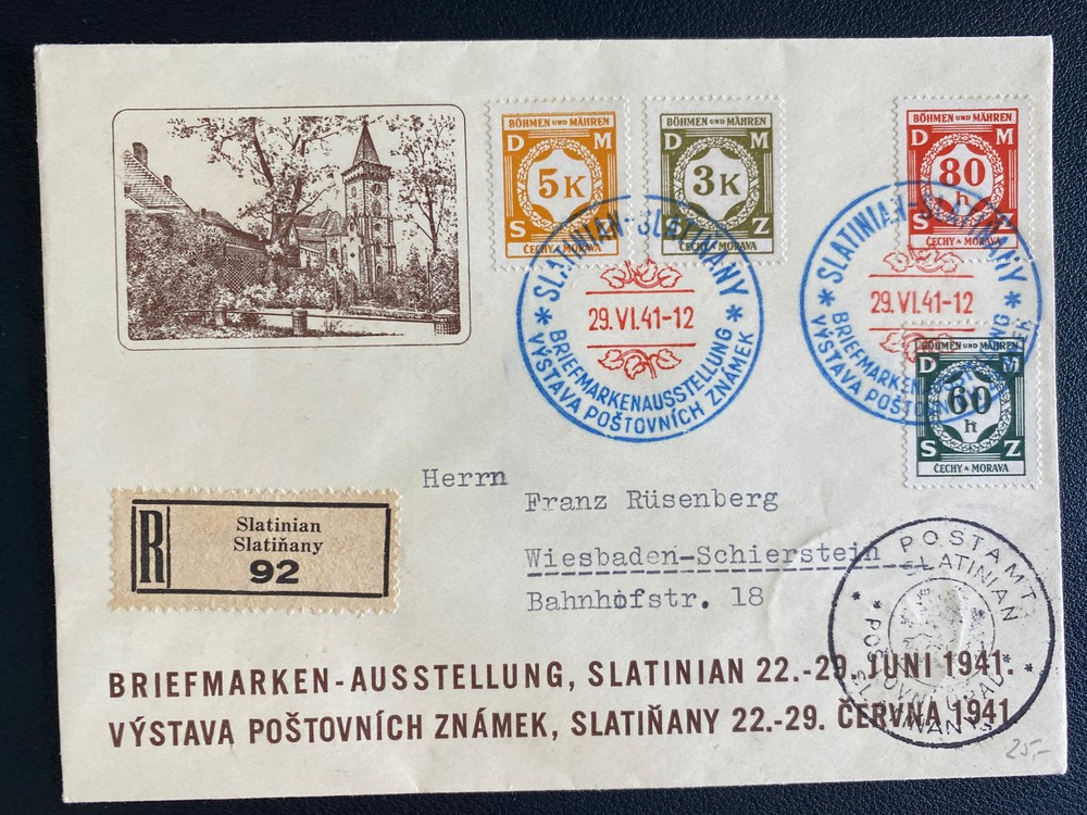 1941 Slatinian Bohemia Moravia Germnay First Day Cover To Wiesbaden Germany