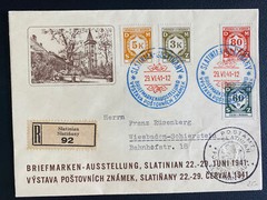 1941 Slatinian Bohemia Moravia Germnay First Day Cover To Wiesbaden Germany
