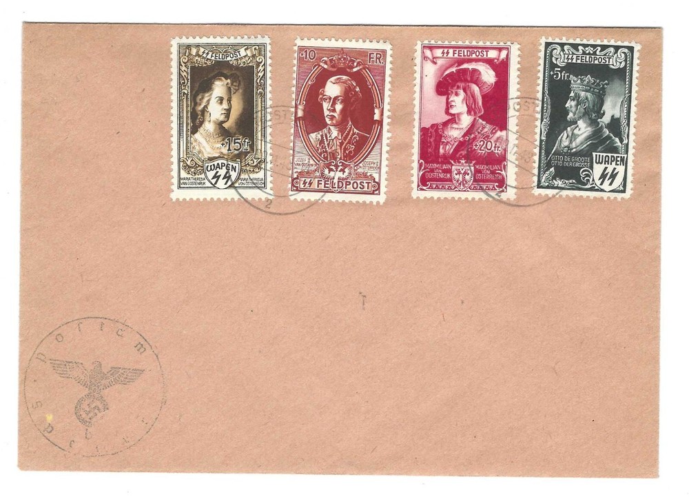 GERMANY 1943 FELD POST TYING FOUR VALUE MICHEL # 1X X11 TIED FELDPOST 9/11/1943
